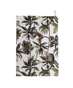 Bring Jungle Vibes to Your Kitchen with Green and Cream Monkey Tea Towel 