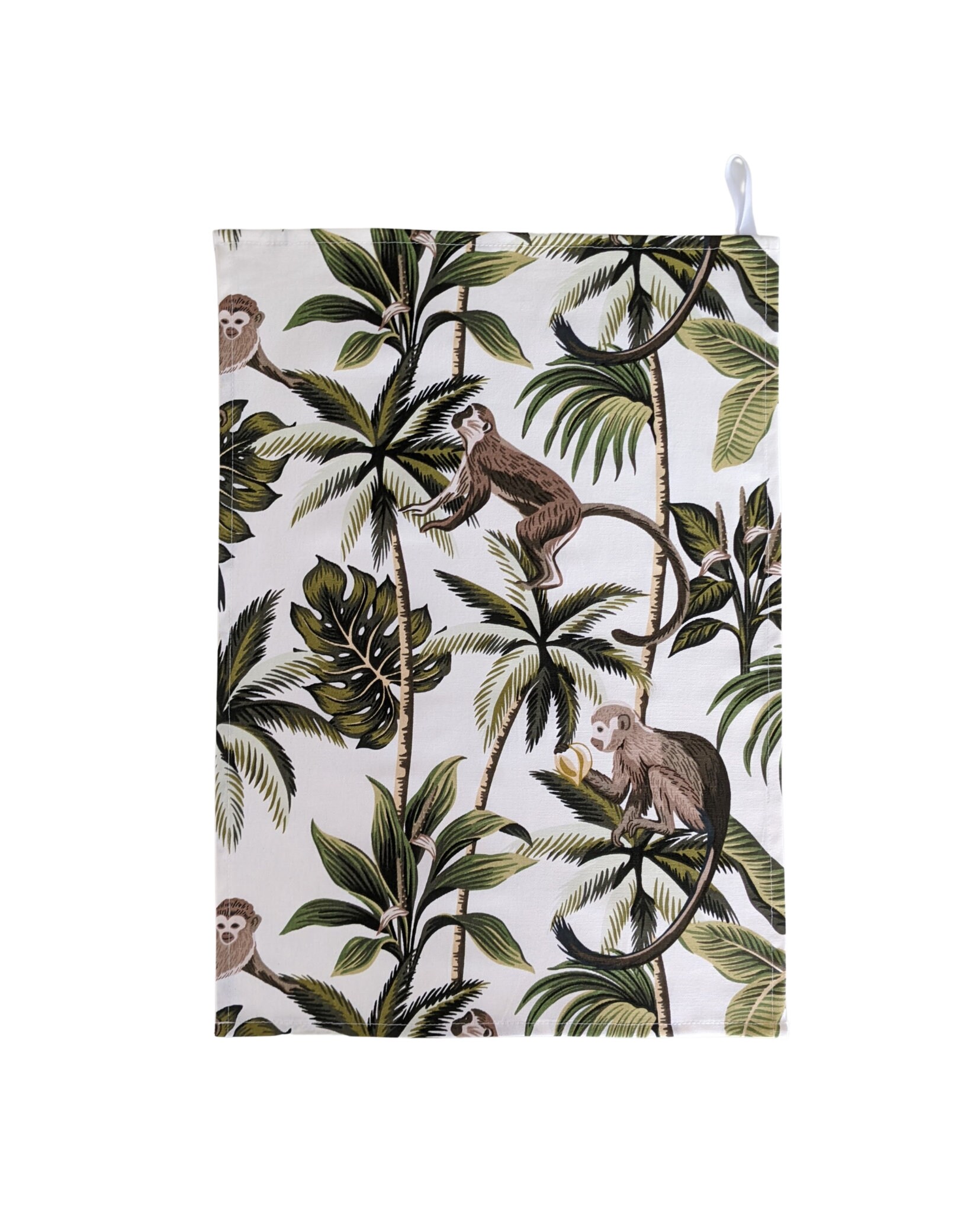 Bring Jungle Vibes to Your Kitchen with Green and Cream Monkey Tea Towel