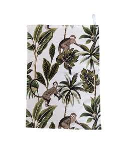 Bring Jungle Vibes to Your Kitchen with Green and Cream Monkey Tea Towel