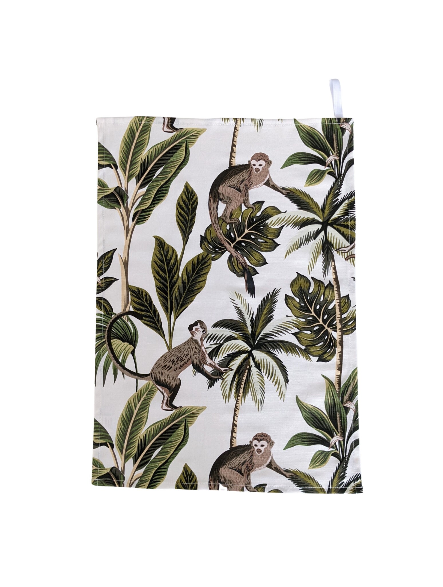 Bring Jungle Vibes to Your Kitchen with Green and Cream Monkey Tea Towel