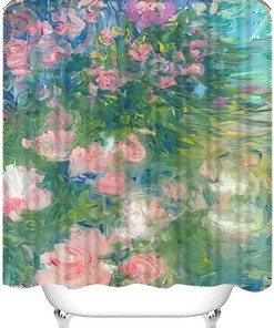 Bring Monet's Garden to Your Bathroom with Flower Garden Fabric Shower Curtain 