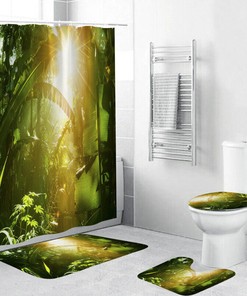 Bring Nature In Your Bathroom With 3D Palm Leaves Grass Plants Shower Curtain