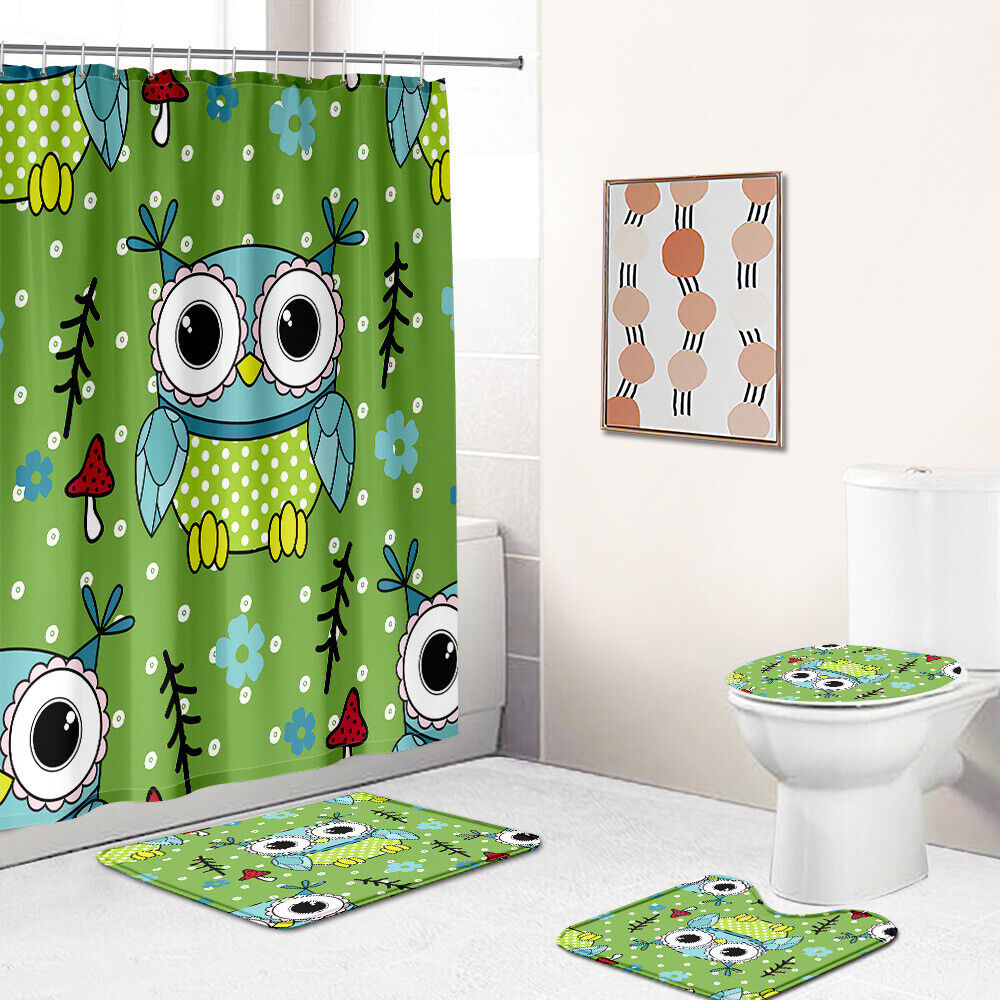 Bring Nature Into Your Bathroom With Botanical Owls Shower Curtain And Bath Mat Cover - Perfect Combo