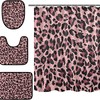 Bring Retro Style To Your Bathroom With Alaza Vintage Leopard Spot Shower Curtain And Mat Set!