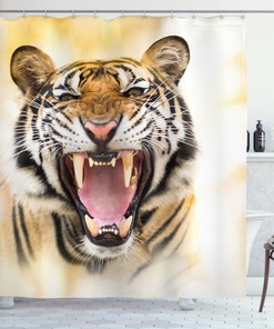 Bring Some Drama to Your Bathroom with Young Panthera Growling Tiger Shower Curtain
