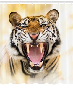 Bring Some Drama to Your Bathroom with Young Panthera Growling Tiger Shower Curtain