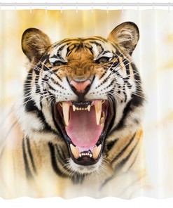 Bring Some Drama to Your Bathroom with Young Panthera Growling Tiger Shower Curtain