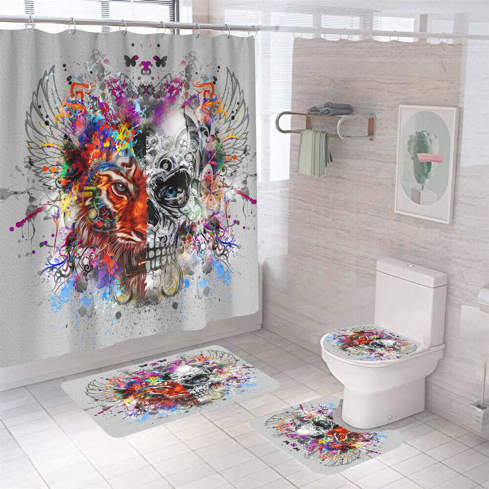 Bring Some Edge to Your Bathroom with This Tiger Skull Shower Curtain