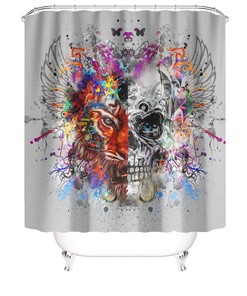 Bring Some Edge to Your Bathroom with This Tiger Skull Shower Curtain