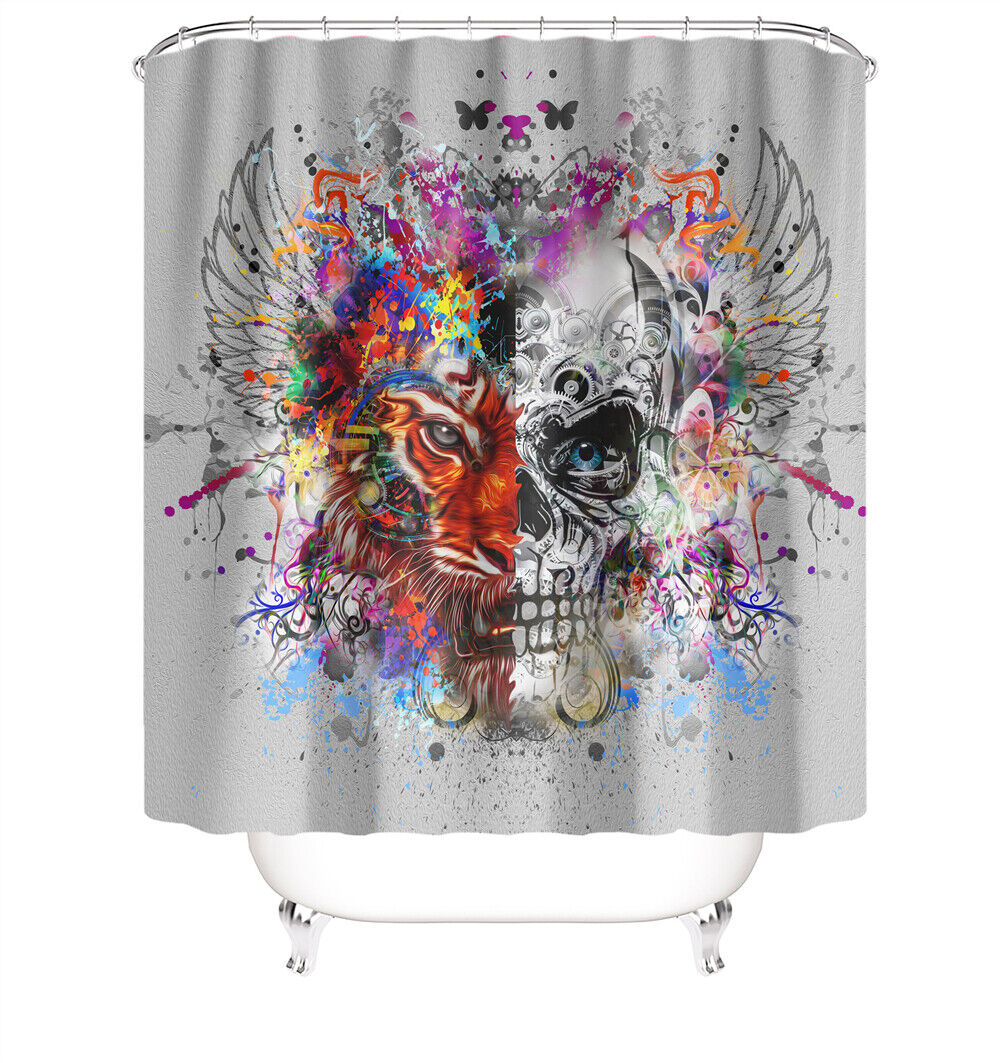 Bring Some Edge to Your Bathroom with This Tiger Skull Shower Curtain