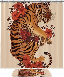 Bring Some Fun to Your Bathroom with This Tiger with Flowers Shower Curtain