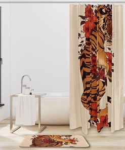 Bring Some Fun to Your Bathroom with This Tiger with Flowers Shower Curtain