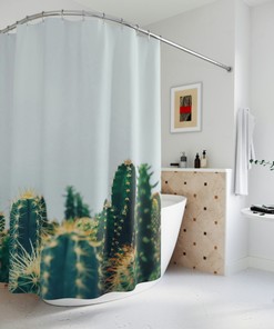 Bring The Beauty Of The Desert Inside With This Cactus Shower Curtain