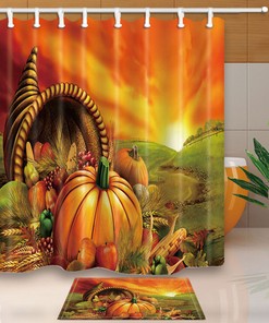 Bring The Festive Vibes To Your Bathroom With This Pumpkin Shower Curtain