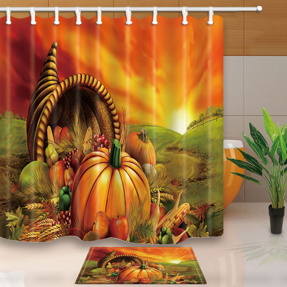 Bring The Festive Vibes To Your Bathroom With This Pumpkin Shower Curtain