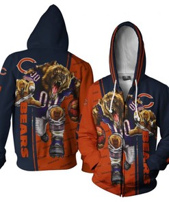 Bring The Heat With This Ultra Cool Chicago Bears All Over Print 3D Zip Up Hoodie - Perfect Gifts For Fans