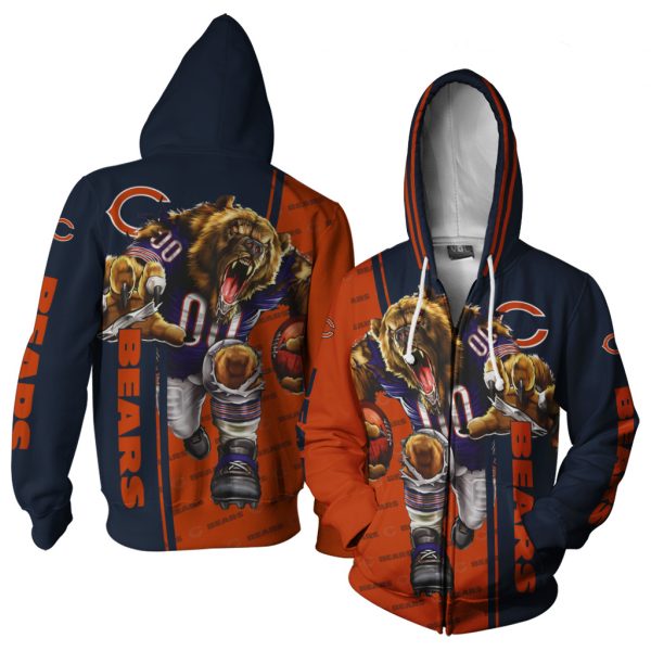 Bring The Heat With This Ultra Cool Chicago Bears All Over Print 3D Zip Up Hoodie - Perfect Gifts For Fans