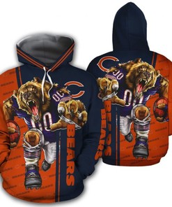 Bring The Heat With This Ultra Cool Chicago Bears All Over Print 3D Zip Up Hoodie - Perfect Gifts For Fans