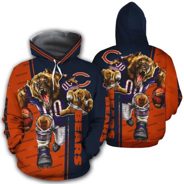 Bring The Heat With This Ultra Cool Chicago Bears All Over Print 3D Zip Up Hoodie - Perfect Gifts For Fans