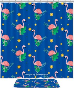 Bring The Outdoors Inside With Flamingos And Leaves Shower Curtain - Perfect For Bathroom Shower
