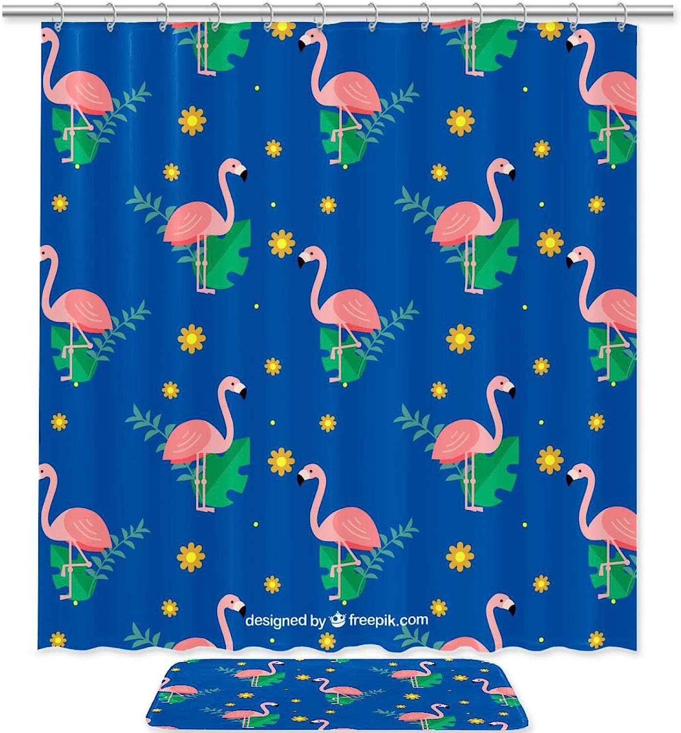 Bring The Outdoors Inside With Flamingos And Leaves Shower Curtain - Perfect For Bathroom Shower