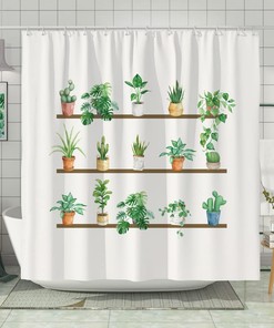 Bring The Spring Succulent Plants Into Your Bathroom With A Green Cactus Shower Curtain