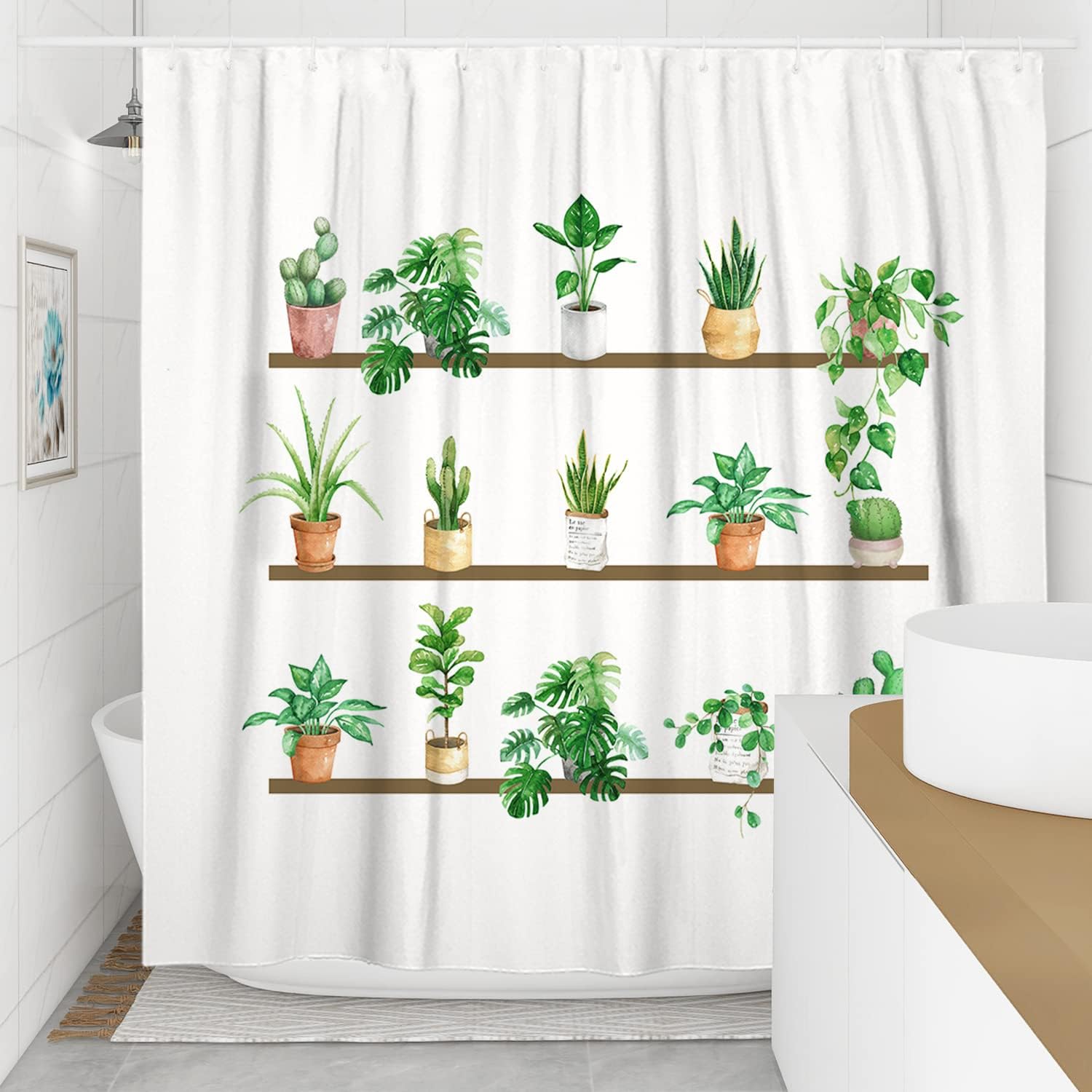 Bring The Spring Succulent Plants Into Your Bathroom With A Green Cactus Shower Curtain - Image 2