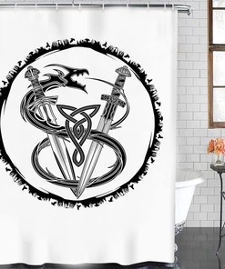 Bring The Viking History To Your Bathroom Dcor With This Helm Of Awe Odin Valhalla Shower Curtain Liner
