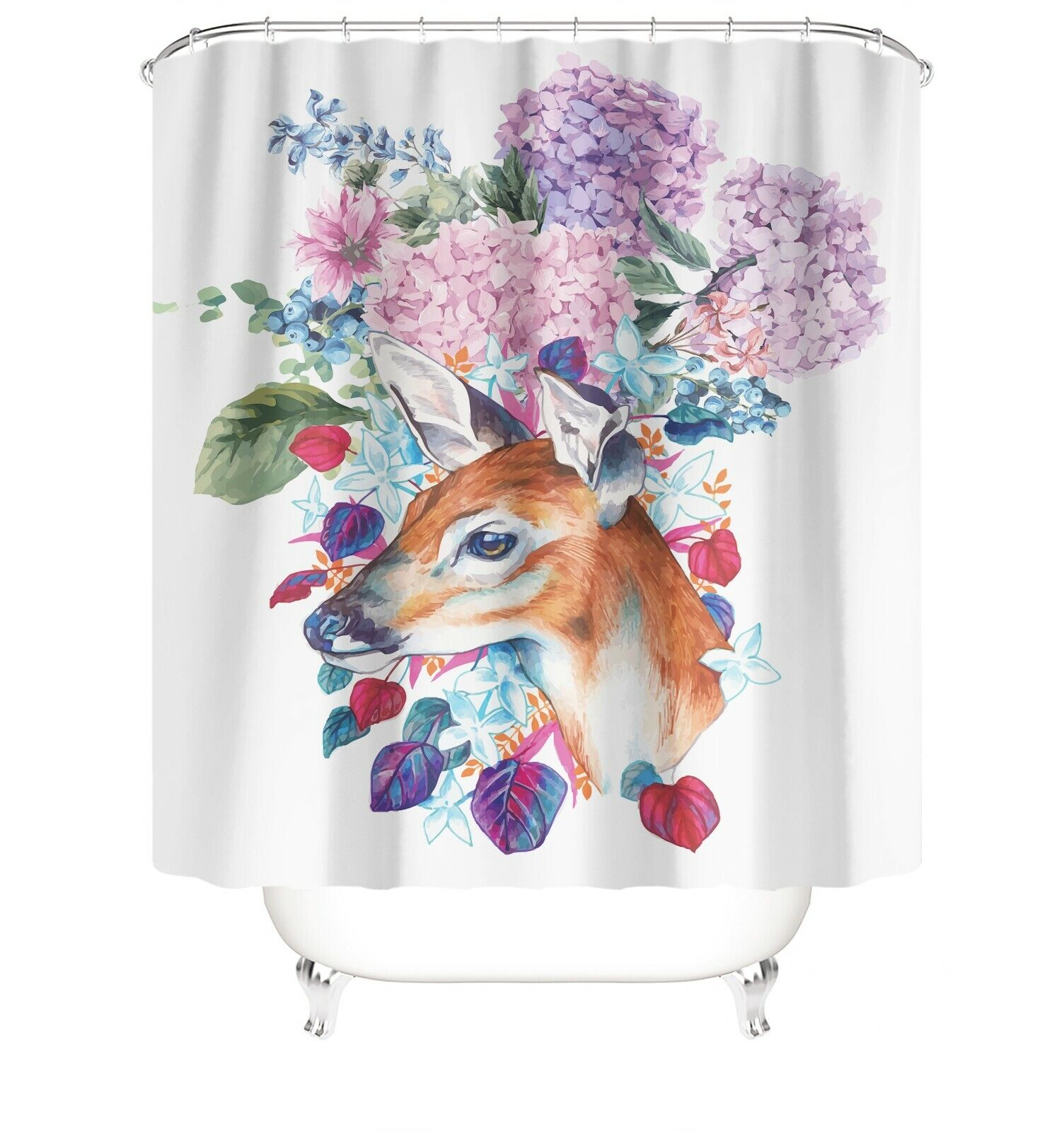 Bring The Wildness Of The Woods To Your Bathroom With Deer Waterproof Shower Curtain Mat. - Image 2