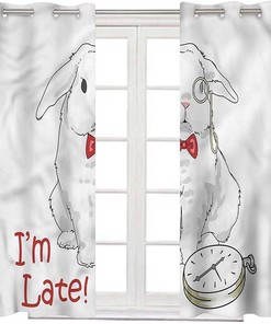 Bring The Wonderland To Your Living Space With Alice In Wonderland Cartoon Rabbit Blackout Curtains