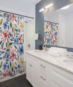 Bring a Fresh Look to Your Bathroom with Watercolor Floral Printed Shower Curtain