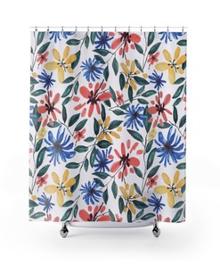 Bring a Fresh Look to Your Bathroom with Watercolor Floral Printed Shower Curtain