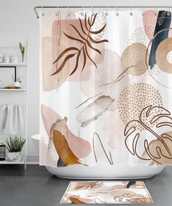 Bring a Tropical Vibe with Watercolor Geometric Tropical Plant Art Shower Curtain Bathroom Accessories