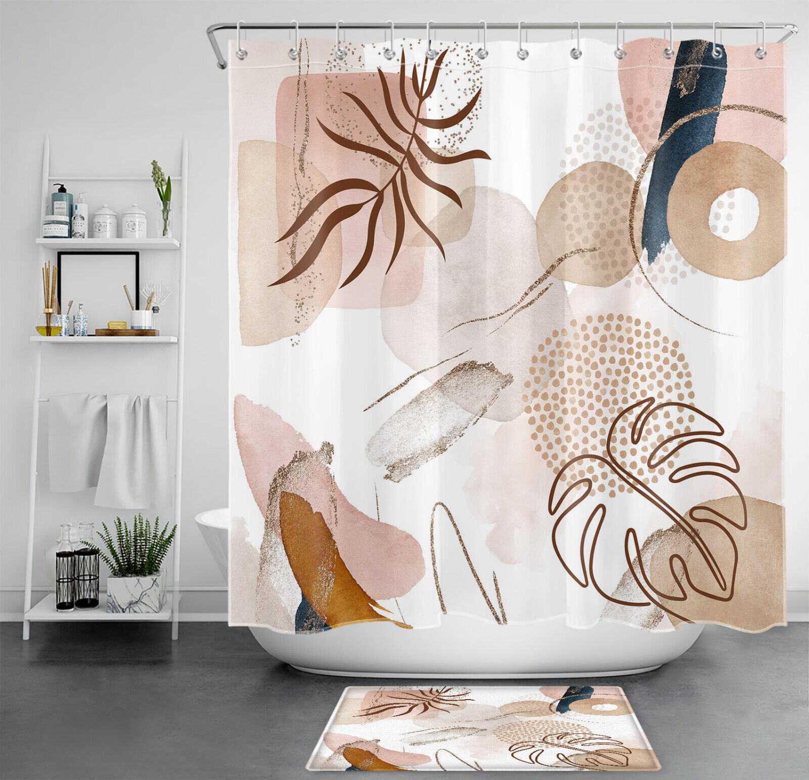 Bring a Tropical Vibe with Watercolor Geometric Tropical Plant Art Shower Curtain Bathroom Accessories