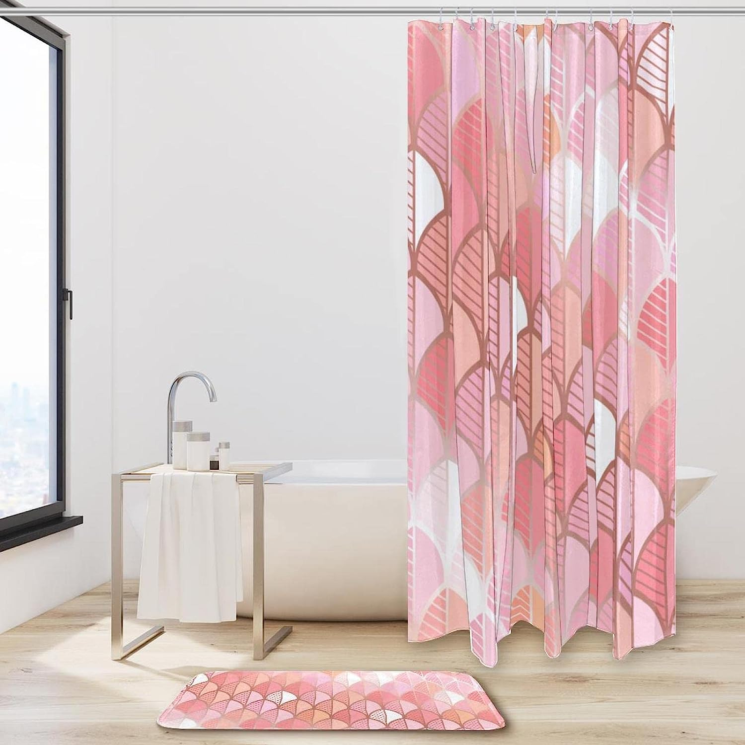 Bring in the Natural Beauty with the Rose Gold Leaf Waterproof Shower Curtain