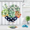 Bring the Outdoors Inside with Watercolor Green Plants Succulents Bathroom Waterproof Fabric Shower Curtain
