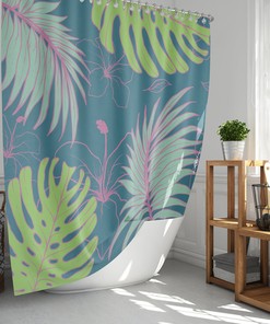 Bring the Outdoors Inside with this Monstera Forest Shower Curtain and Mat Set