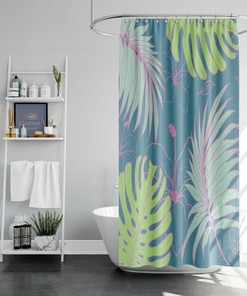 Bring the Outdoors Inside with this Monstera Forest Shower Curtain and Mat Set