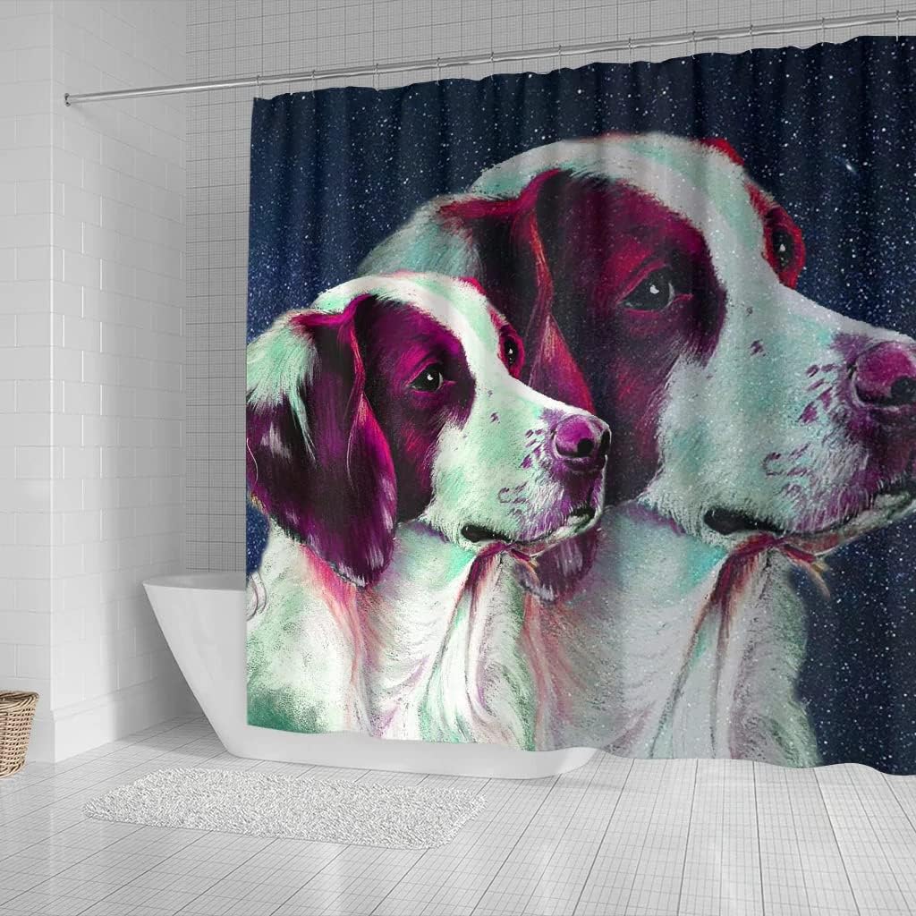 Brittany Dog Art Print Customized Shower Curtain - Image 2