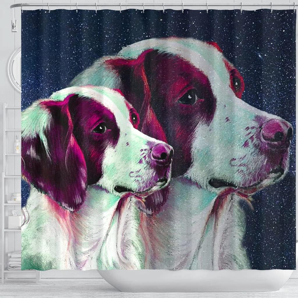 Brittany Dog Art Print Customized Shower Curtain - Image 3