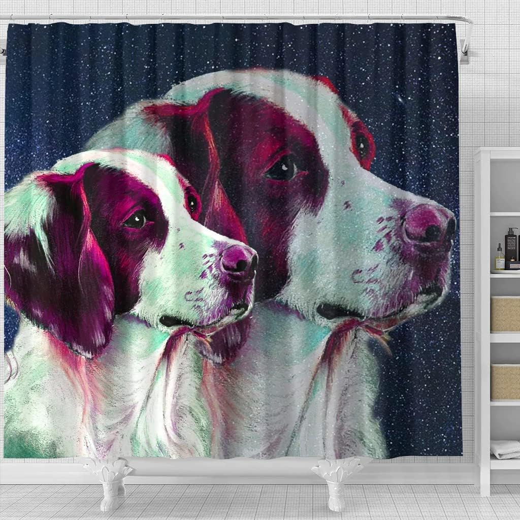 Brittany Dog Art Print Customized Shower Curtain - Image 4