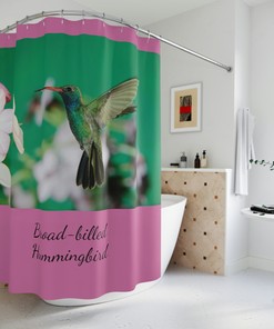 Broad-billed Hummingbird Shower Curtain - Exotic Bird Bathroom Decor