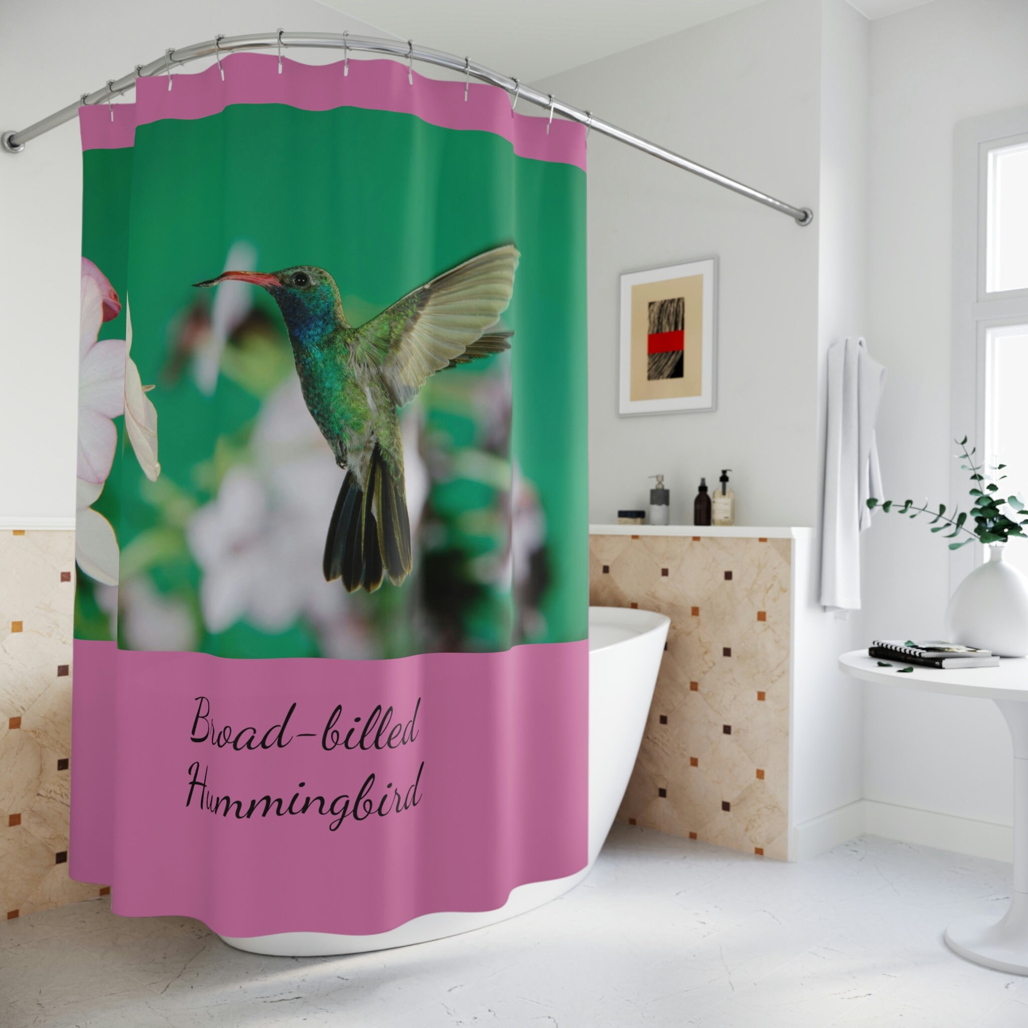 Broad-billed Hummingbird Shower Curtain - Exotic Bird Bathroom Decor