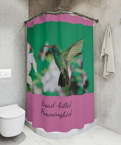 Broad-billed Hummingbird Shower Curtain - Exotic Bird Bathroom Decor