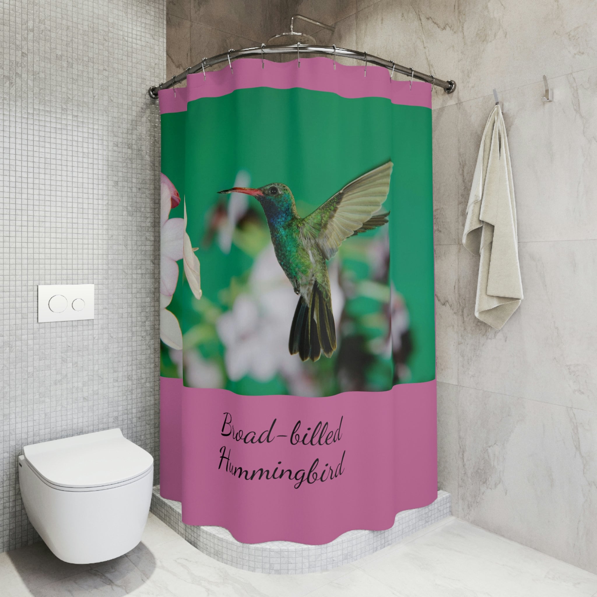 Broad-billed Hummingbird Shower Curtain - Exotic Bird Bathroom Decor