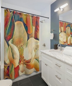 Bronze Magnolia Floral Housewarming Gifts Shower Curtain
