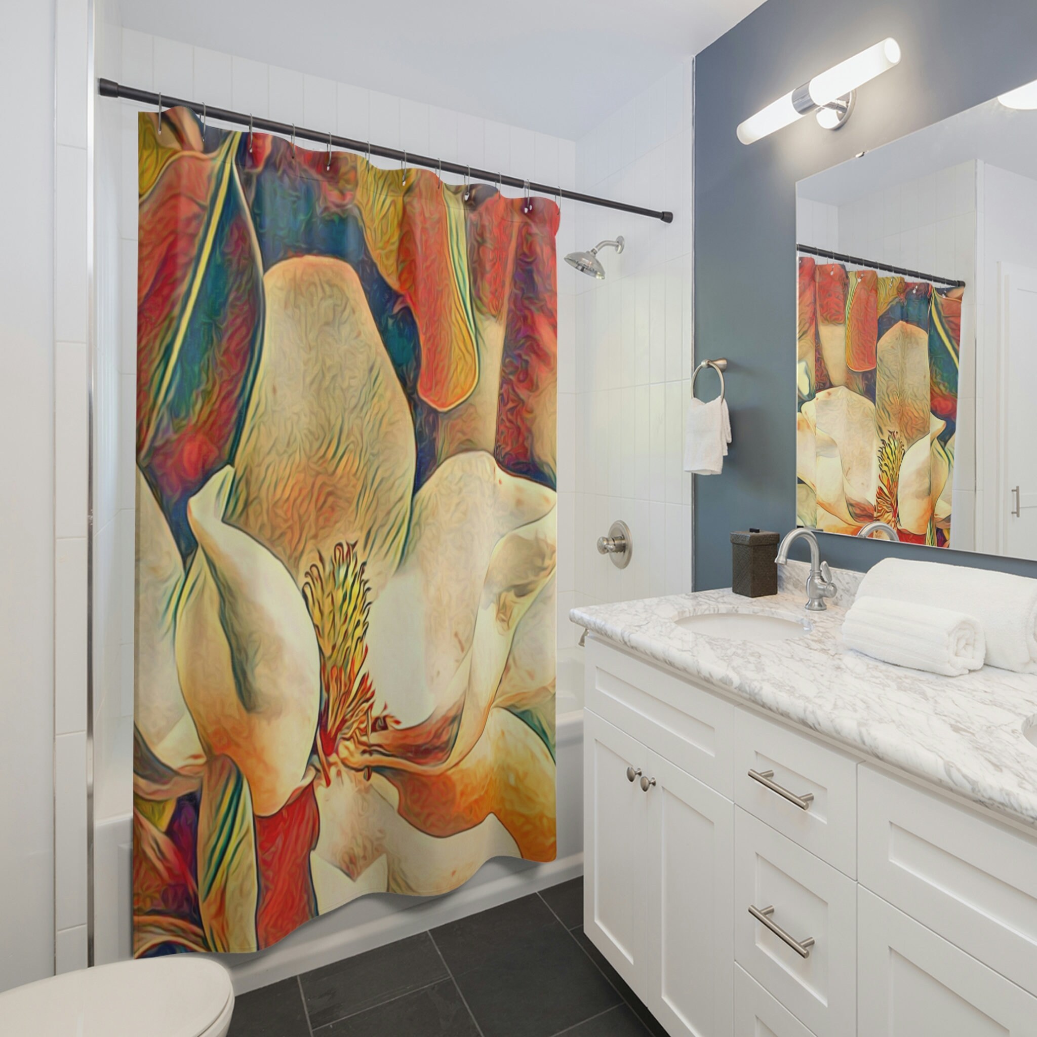 Bronze Magnolia Floral Housewarming Gifts Shower Curtain