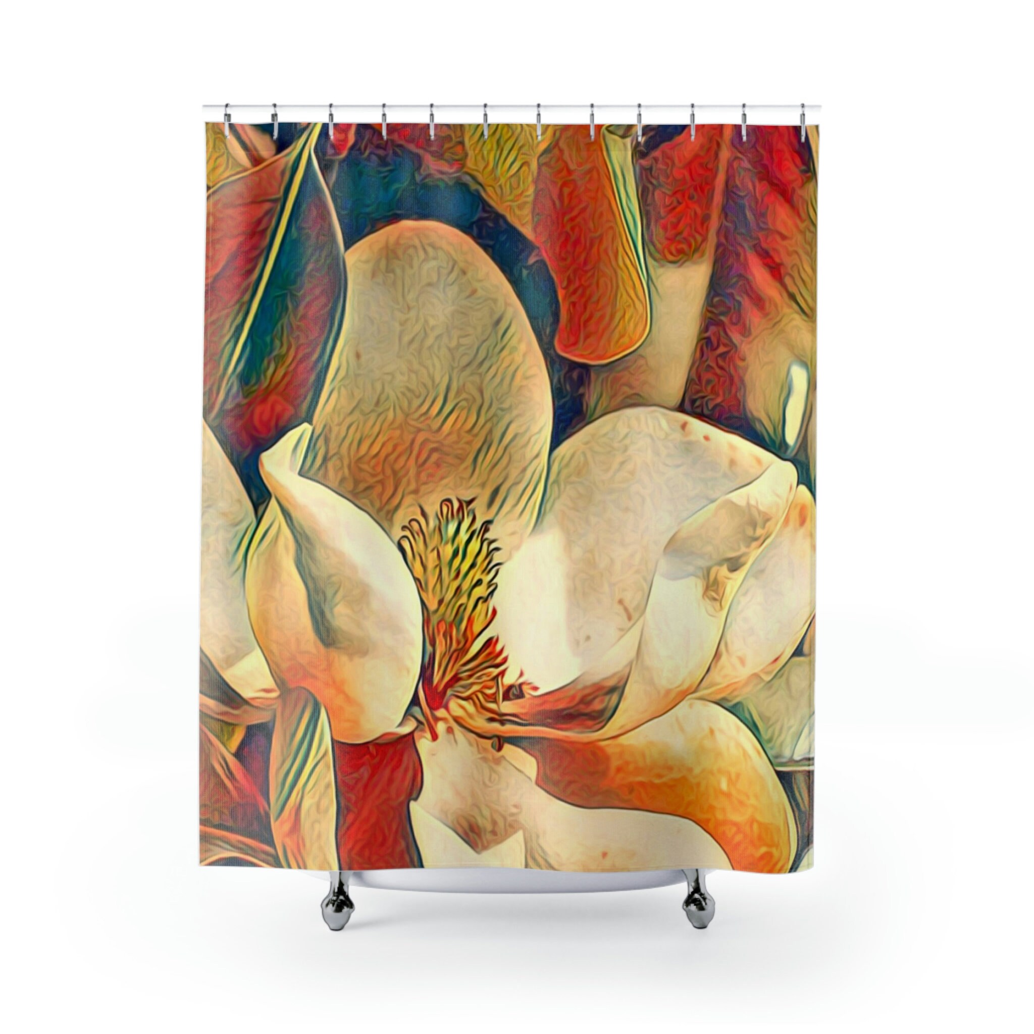 Bronze Magnolia Floral Housewarming Gifts Shower Curtain - Image 2