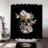 Bronze Skull And Hummingbirds Printed Shower Curtain: Ideal For Gothic-Themed Bathrooms