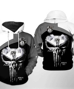 Brooklyn Nets Nba Skull Punisher Team 3D Hoodie For Ultimate Fans